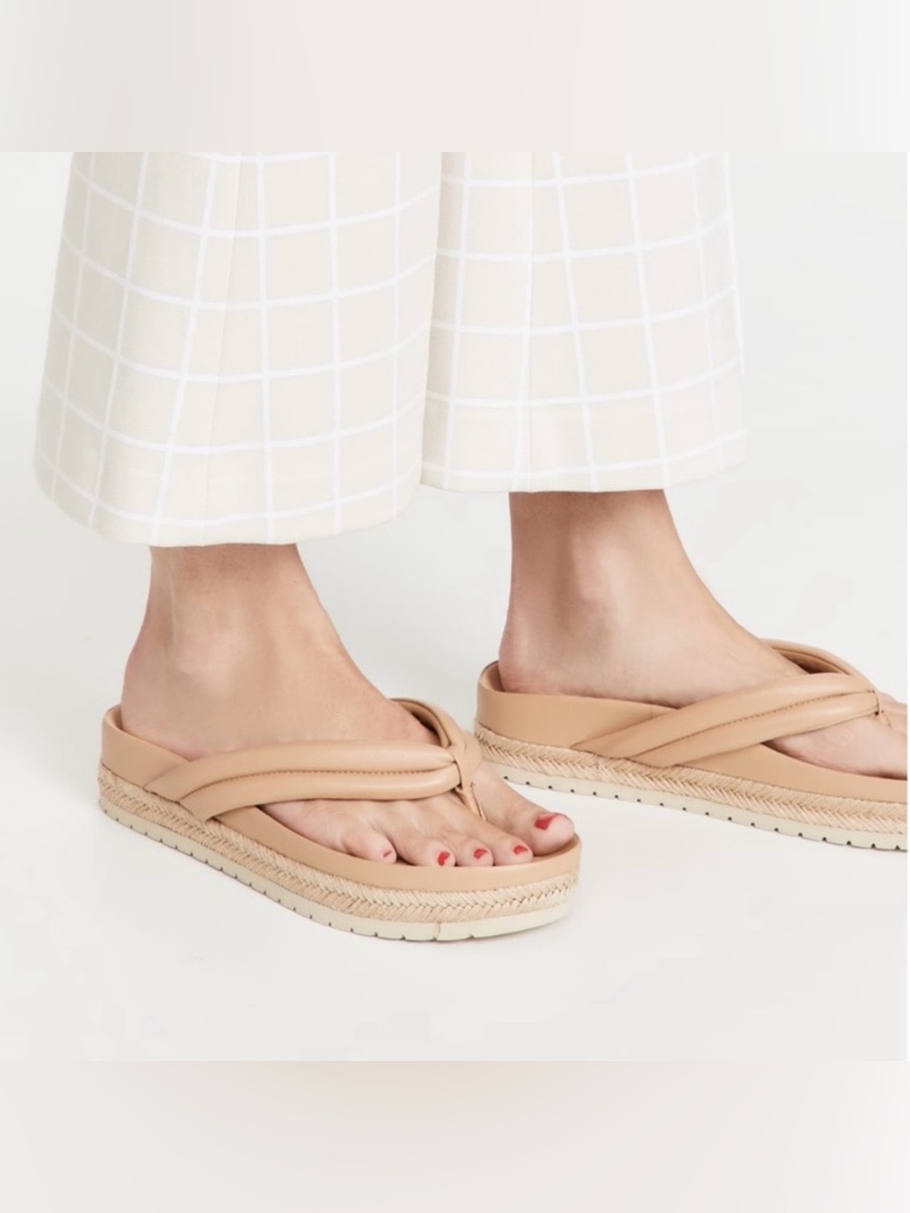 Vince Women's Brown Leather Thong Slip-on Sandals Size 7.5